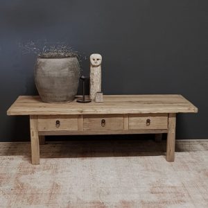 oud houten salontafel 3 lades