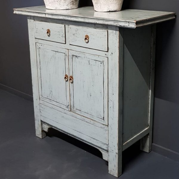 Vintage grijs-blauw rustieke wandkast