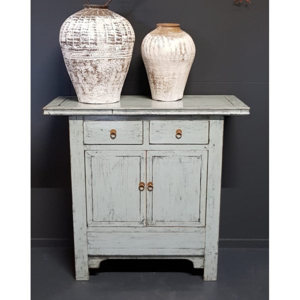Vintage grijs-blauw rustieke wandkast