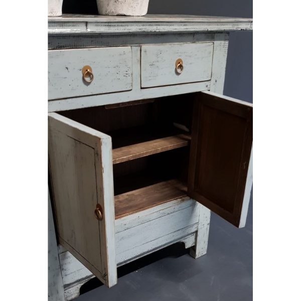 Vintage grijs-blauw rustieke wandkast