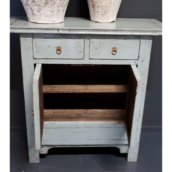 Vintage grijs-blauw rustieke wandkast