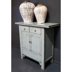Vintage grijs-blauw rustieke wandkast