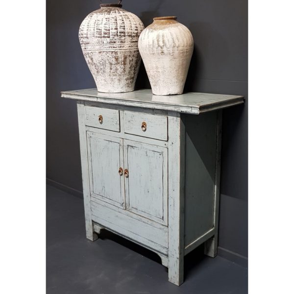 Vintage grijs-blauw rustieke wandkast