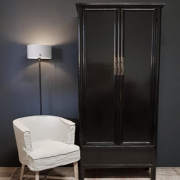 Vintaged 2-deurs linnenkast 100x210 zwart hoogglans