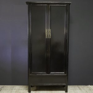 Vintaged 2-deurs linnenkast 100x210 zwart hoogglans