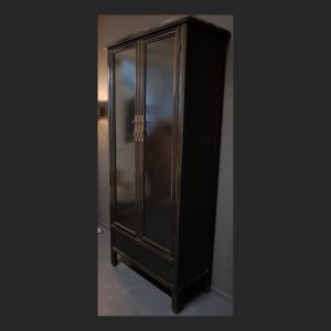Vintaged 2-deurs linnenkast 100x210 zwart hoogglans