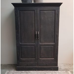 Vintage 2 deuren - 2 lade linnenkast 120x190 zwart