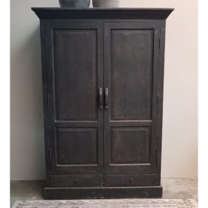 Vintage 2 deuren - 2 lade linnenkast 120x190 zwart