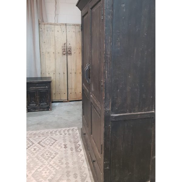 Vintage 2 deuren - 2 lade linnenkast 120x190 zwart