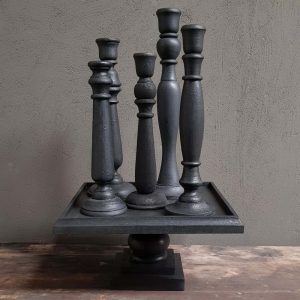 Vierkant plateau op voet vintaged black 45x45x30