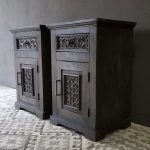 Vintage black 1-deur 1-lade nachtkastje