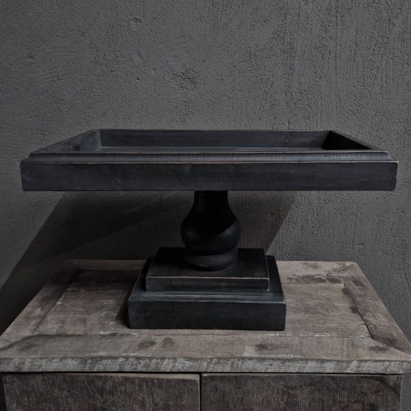 Rechthoek plateau op voet vintaged black 50x30x30