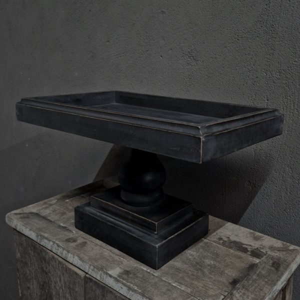 Rechthoek plateau op voet vintaged black 50x30x30