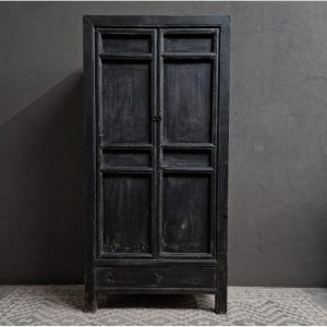 Zwart vintaged 2-deuren, 1-lade wandkast