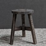 Antique grey ronde kruk