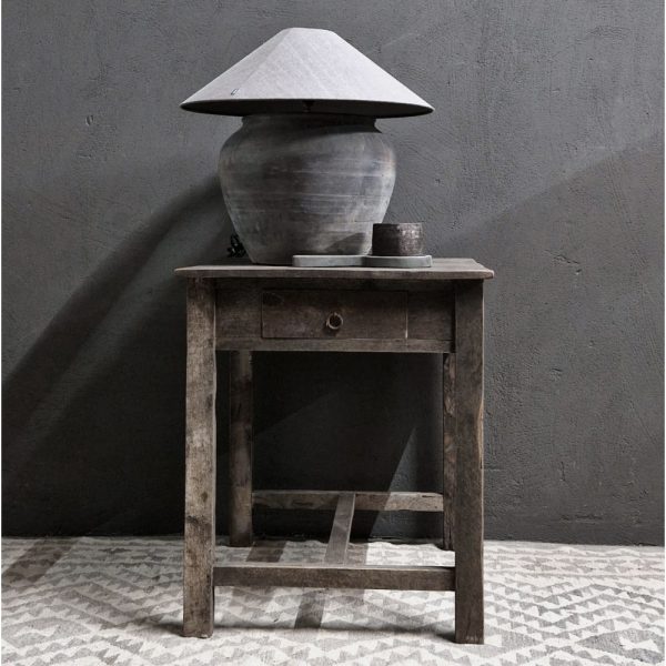 Bijzet tafel + 1 lade - recycled teak antique grey