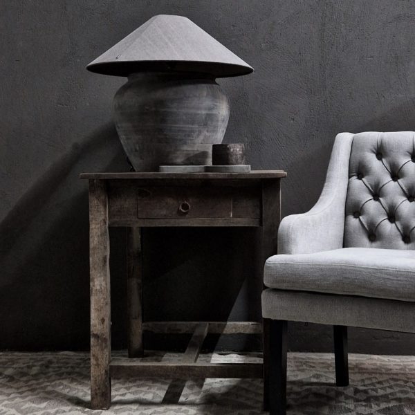 Bijzet tafel + 1 lade - recycled teak antique grey