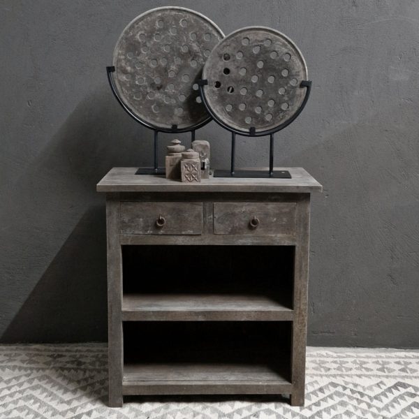 Dressoir + 2 lades + 2 legplanken - recycled teak antique grey