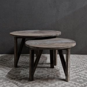 Set salontafels 80x50+60x43 - recycled teak antique grey