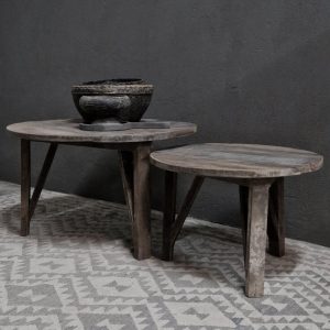 Set salontafels 80x50+60x43 - recycled teak antique grey