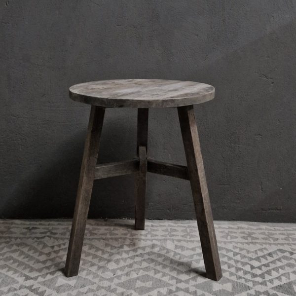 Ronde bijzet tafel - recycled teak antique grey