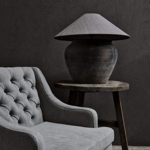 Ronde bijzet tafel - recycled teak antique grey