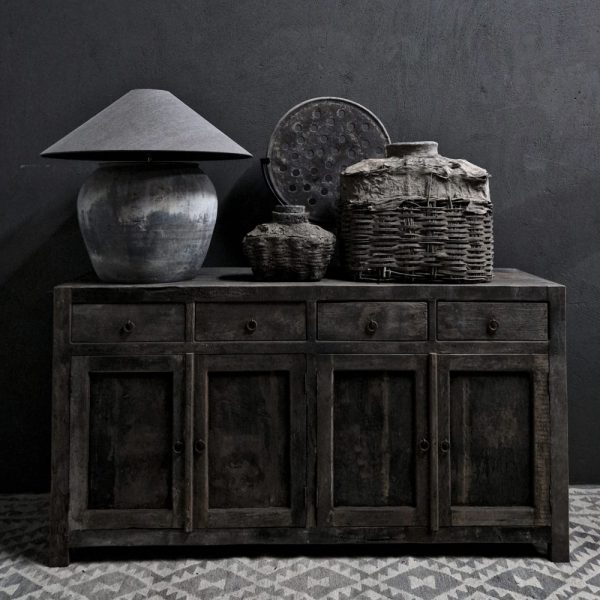 Dressoir 4 deuren + 4 laden - recycled teak antique grey