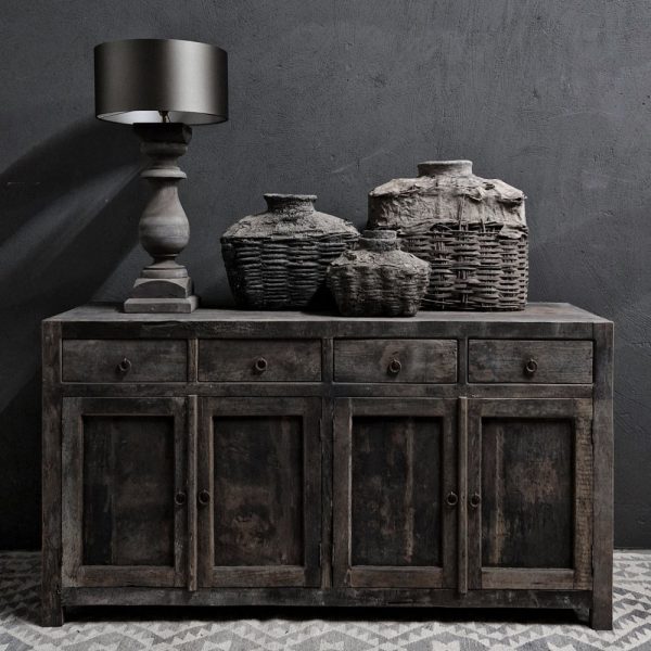 Dressoir 4 deuren + 4 laden - recycled teak antique grey