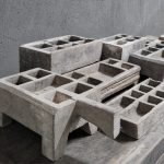 Bak met vakjes en handvat - recycled teak antique grey