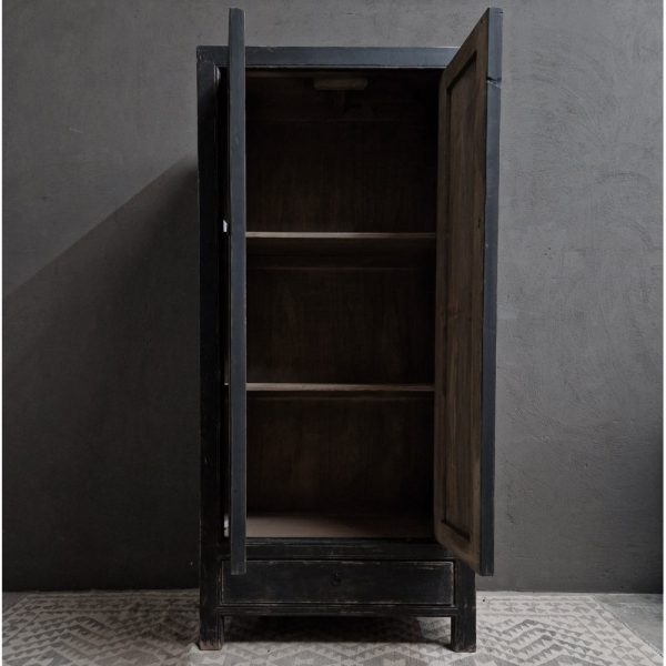 Zwart vintaged 2-deuren, 1-lade wandkast