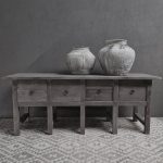 Antique grey wandtafel met 4 lades
