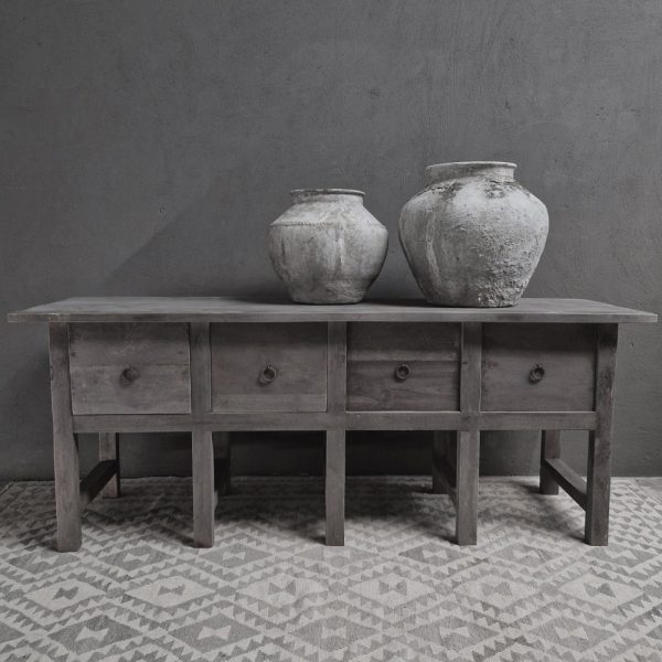 Antique grey wandtafel met 4 lades