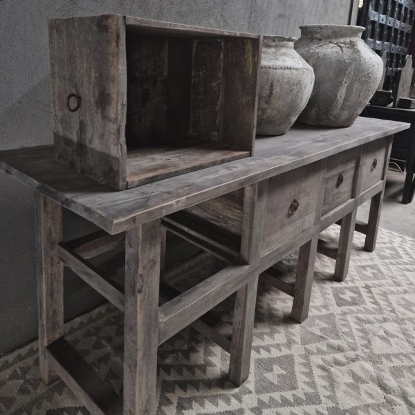 Antique grey wandtafel met 4 lades