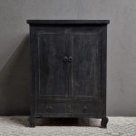 Zwart vintaged dressoir 2-laden onder, 2-deuren