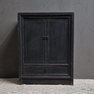 Zwart vintaged dressoir 1-lade onder, 2-deuren