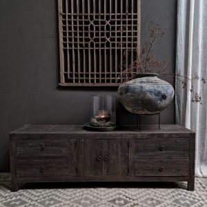 TV meubel 2-deuren, 4-laden - antique grey