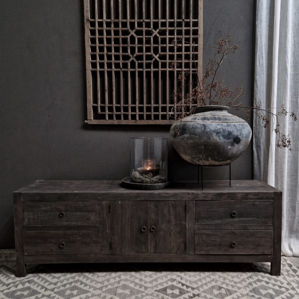 TV meubel 2-deuren, 4-laden - antique grey