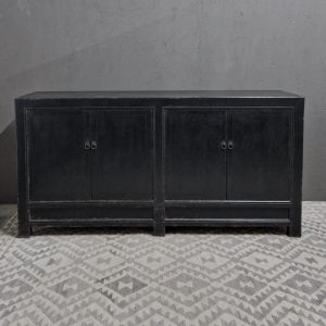 Zwart vintaged dressoir 4-deuren