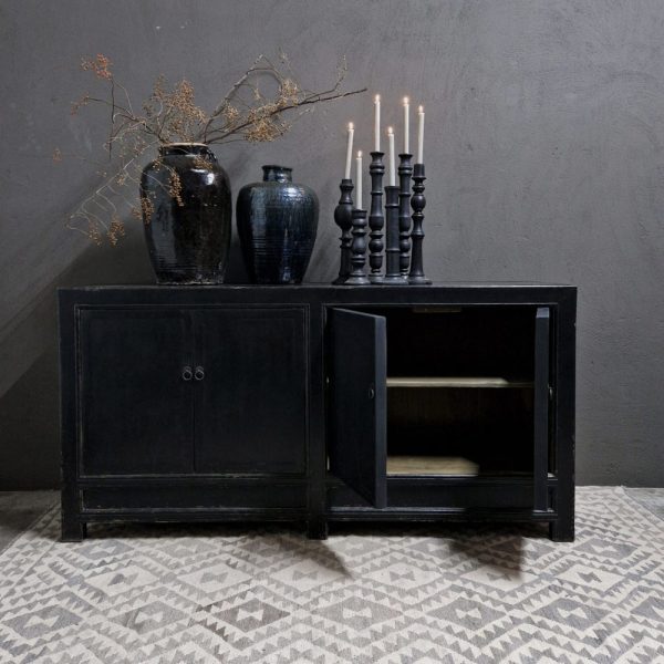 Zwart vintaged dressoir 4-deuren