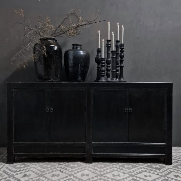 Zwart vintaged dressoir 4-deuren