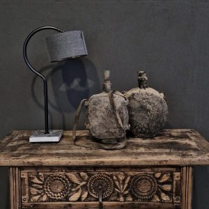 Hoge tafellamp Aaron - ronde buis boog stenen voet